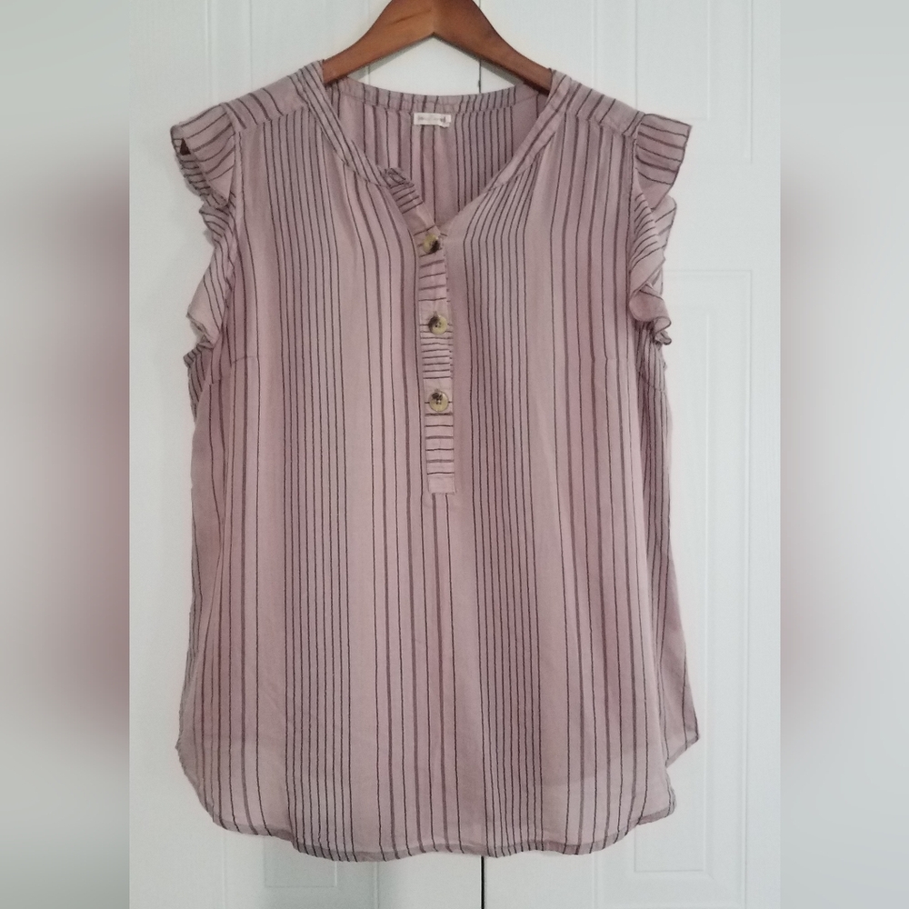 Tea N Rose Striped Purple Blouse